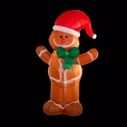 Glitzhome 8 Ft. Lighted Inflatable Gingerbread Man Decor