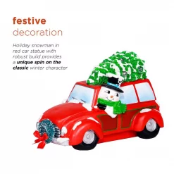 Alpine Corporation Snowman In Red Woody Car Decor With LED Lights -Decorations Sales unnamed file 103