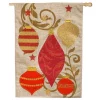 Evergreen 28 In. X 44 In. Holiday Ornaments House Burlap Flag