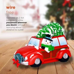 Alpine Corporation Snowman In Red Woody Car Decor With LED Lights -Decorations Sales unnamed file 106