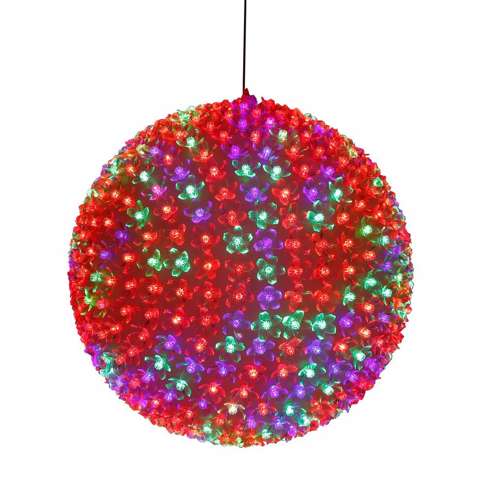 Alpine Corporation 13 In. Diameter Large Flashing Sphere Ornament With Multi-Colored LED Lights 1 Alpine Corporation 13 In. Diameter Large Flashing Sphere Ornament With Multi-Colored LED Lights