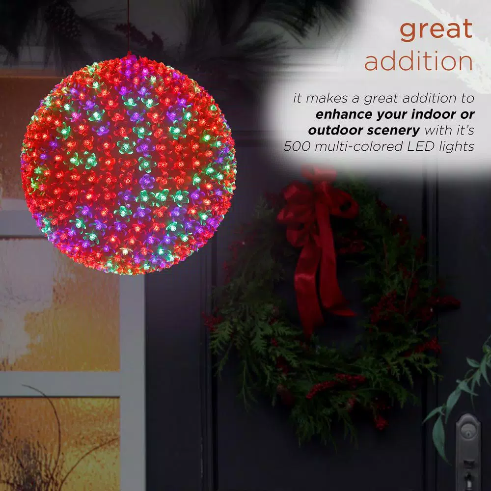 Alpine Corporation 13 In. Diameter Large Flashing Sphere Ornament With Multi-Colored LED Lights 4 Alpine Corporation 13 In. Diameter Large Flashing Sphere Ornament With Multi-Colored LED Lights - Image 4