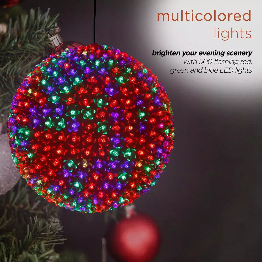 Alpine Corporation 13 In. Diameter Large Flashing Sphere Ornament With Multi-Colored LED Lights 6 Alpine Corporation 13 In. Diameter Large Flashing Sphere Ornament With Multi-Colored LED Lights - Image 6