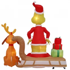 Gemmy 6 Ft. Tall Airblown Inflatable Grinch And Max On Sled Scene -Decorations Sales unnamed file 1093