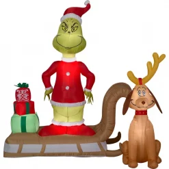 Gemmy 6 Ft. Tall Airblown Inflatable Grinch And Max On Sled Scene -Decorations Sales unnamed file 1094