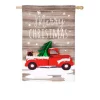 Evergreen 28 In. X 44 In. Vintage Christmas Truck House Linen Flag