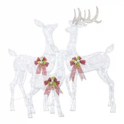 Home Accents Holiday 3-Piece Fantasleigh Outdoor Christmas Deer Family With LED Cool White Lights