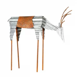 Alpine Corporation 20 In. Tall Metal Rustic Grazing Reindeer Christmas Decoration