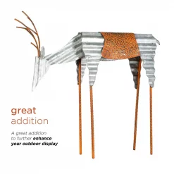Alpine Corporation 20 In. Tall Metal Rustic Grazing Reindeer Christmas Decoration -Decorations Sales unnamed file 1132