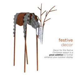 Alpine Corporation 20 In. Tall Metal Rustic Grazing Reindeer Christmas Decoration -Decorations Sales unnamed file 1135