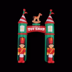 Fraser Hill Farm 10 Ft. Santa’s Toy Shop Archway Inflatable With Lights