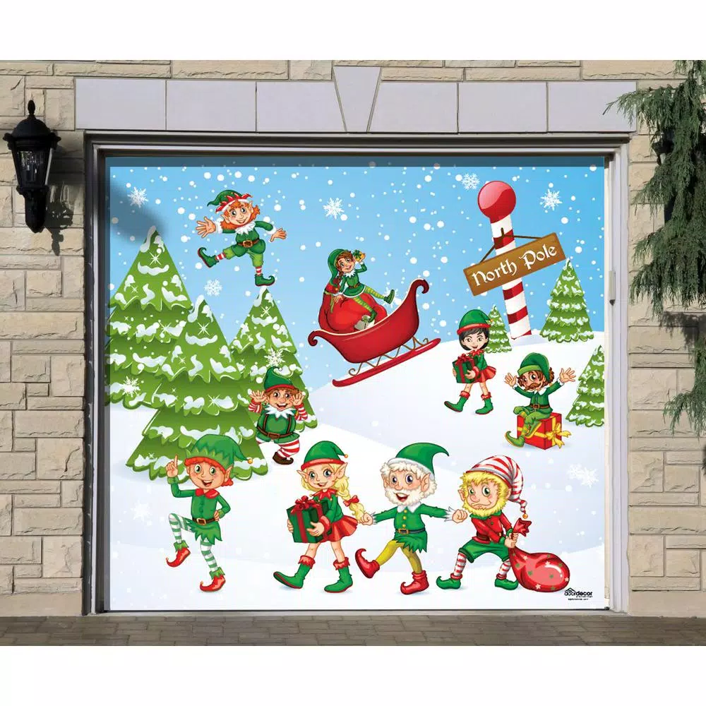 My Door Decor 7 Ft. X 8 Ft. North Pole Elves-Christmas Garage Door Decor Mural For Single Car Garage 3 My Door Decor 7 Ft. X 8 Ft. North Pole Elves-Christmas Garage Door Decor Mural For Single Car Garage - Image 3