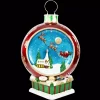 Fraser Hill Farm 34.5 In. Christmas Musical Santa And Flying Sleigh Ornament In Red With Long-Lasting LED Lights