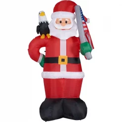 Fraser Hill Farm 8 Ft. Americana Santa With Bald Eagle Christmas Inflatable With Lights