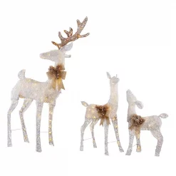 Home Accents Holiday Sweet Serenity 63 In. Deer, 36 In. Doe And 28 In. Fawn Pre-Lit LED Yard Decor Set