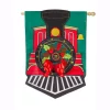 Evergreen 28 In. X 44 In. Christmas Train House Applique Flag