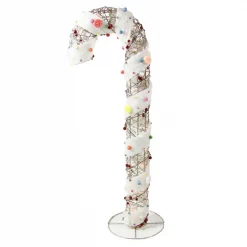 Northlight 32 In. Christmas Lighted Champagne Gold Glittered Rattan Candy Covered Candy Cane Outdoor Decoration