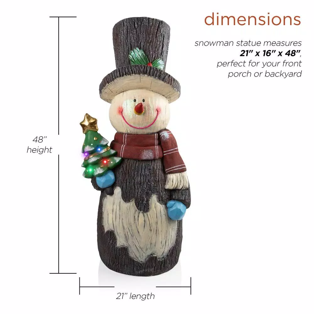 Alpine Corporation 48 In. Tall Corporation Solar Snowman Statue With Color Changing LED Lights, Holiday Decor 2 Alpine Corporation 48 In. Tall Corporation Solar Snowman Statue With Color Changing LED Lights, Holiday Decor - Image 2