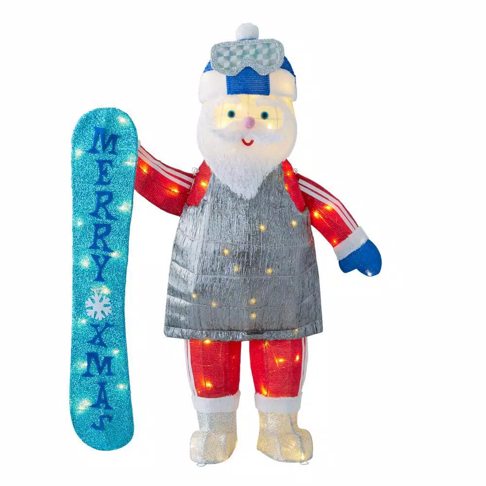 Home Accents Holiday 4 Ft Yuletide Lane LED Santa With Snowboard 1 Home Accents Holiday 4 Ft Yuletide Lane LED Santa With Snowboard