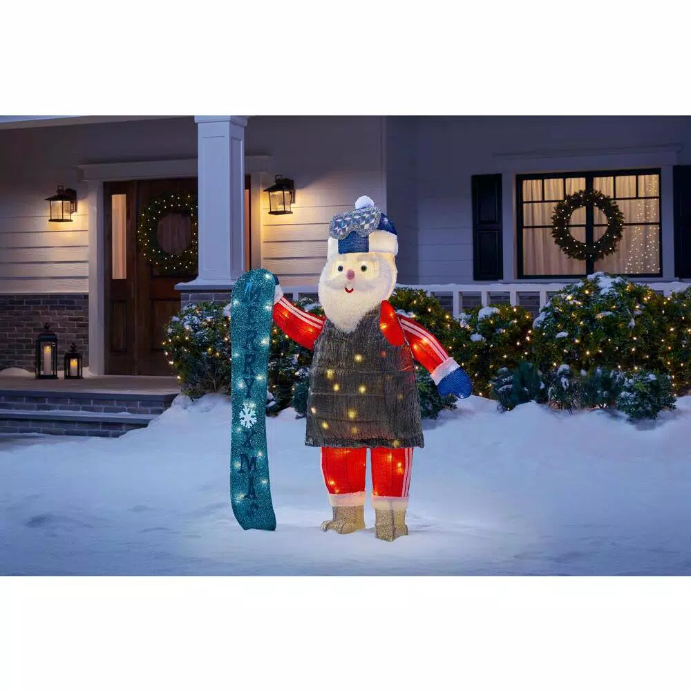 Home Accents Holiday 4 Ft Yuletide Lane LED Santa With Snowboard 2 Home Accents Holiday 4 Ft Yuletide Lane LED Santa With Snowboard - Image 2