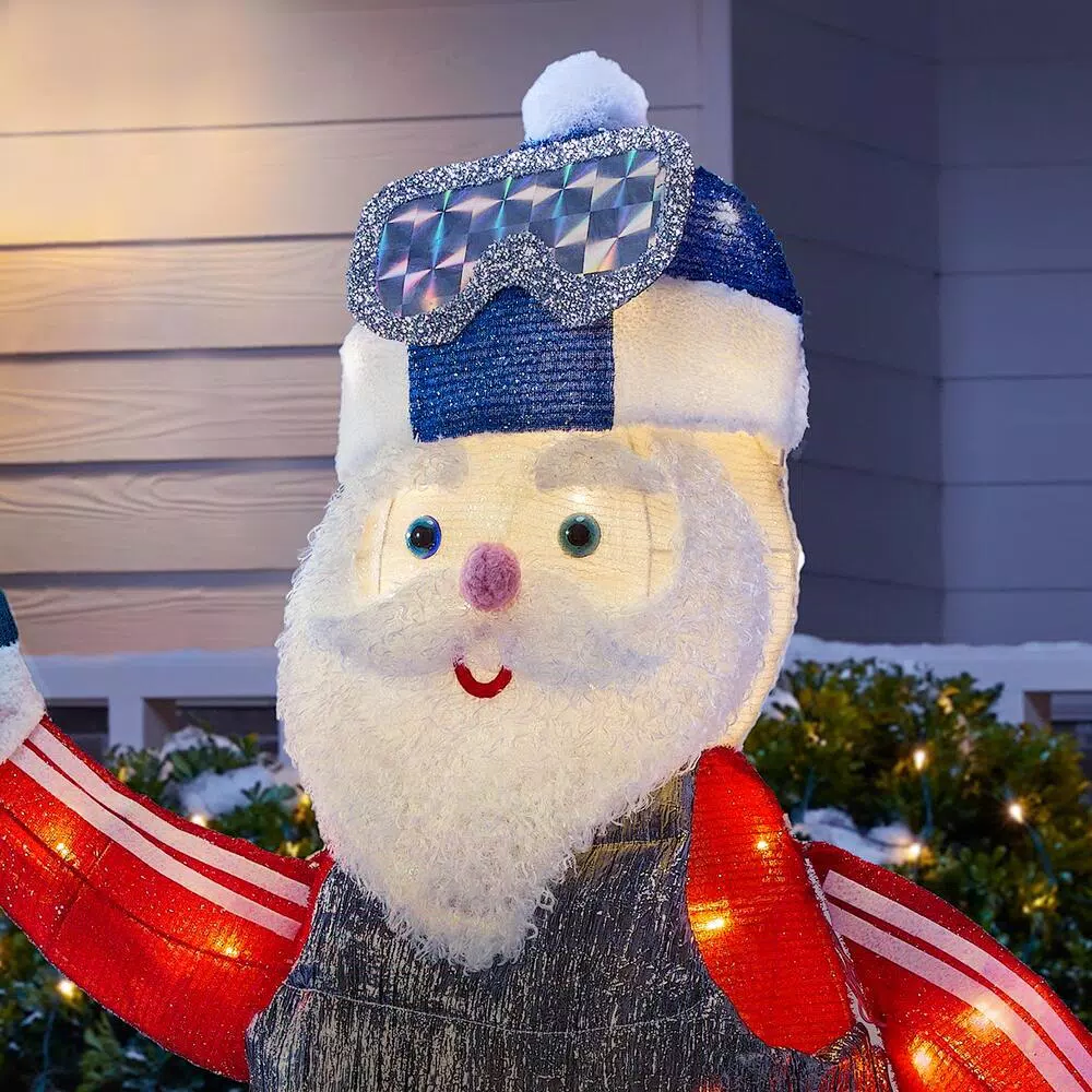 Home Accents Holiday 4 Ft Yuletide Lane LED Santa With Snowboard 4 Home Accents Holiday 4 Ft Yuletide Lane LED Santa With Snowboard - Image 4