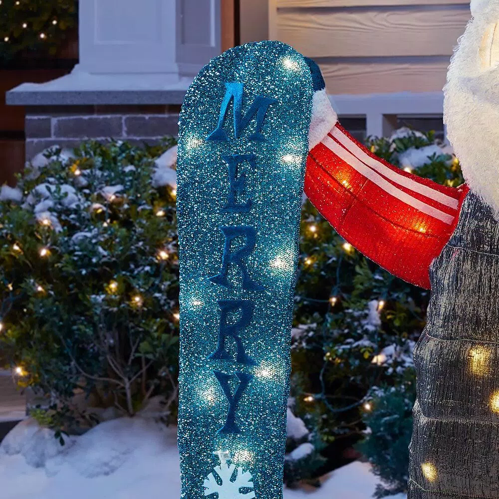 Home Accents Holiday 4 Ft Yuletide Lane LED Santa With Snowboard 5 Home Accents Holiday 4 Ft Yuletide Lane LED Santa With Snowboard - Image 5