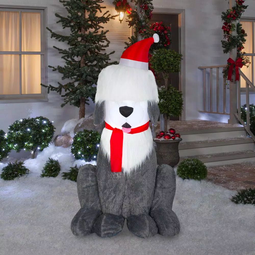Home Accents Holiday 7 Ft. Inflatable Fuzzy Plush Sheep Dog 2 Home Accents Holiday 7 Ft. Inflatable Fuzzy Plush Sheep Dog - Image 2