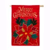 Evergreen 28 In. X 44 In. Christmas Poinsettia House Applique Flag