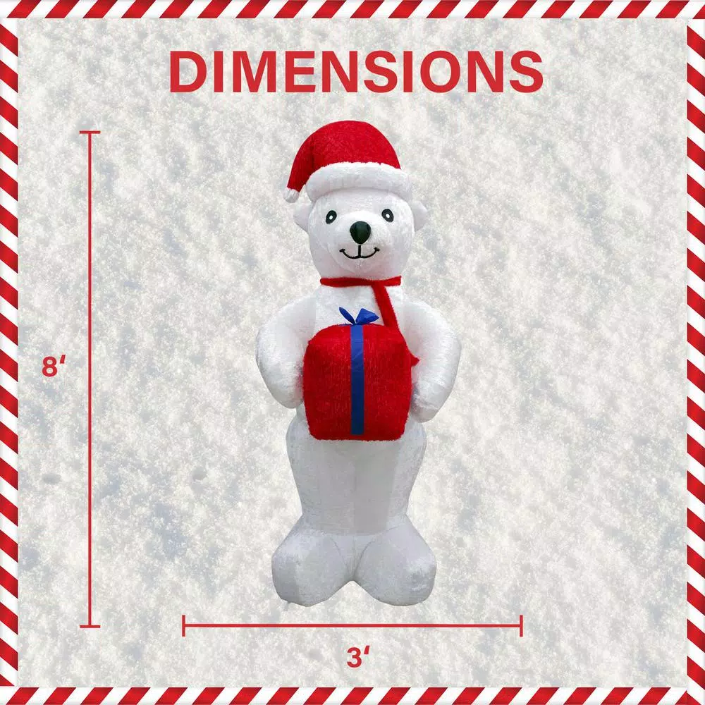 Fraser Hill Farm 8 Ft. Pre-Lit Plush Polar Bear Christmas Inflatable 2 Fraser Hill Farm 8 Ft. Pre-Lit Plush Polar Bear Christmas Inflatable - Image 2