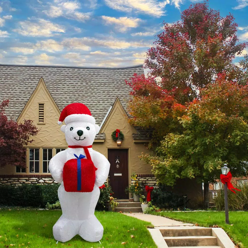 Fraser Hill Farm 8 Ft. Pre-Lit Plush Polar Bear Christmas Inflatable 9 Fraser Hill Farm 8 Ft. Pre-Lit Plush Polar Bear Christmas Inflatable - Image 9
