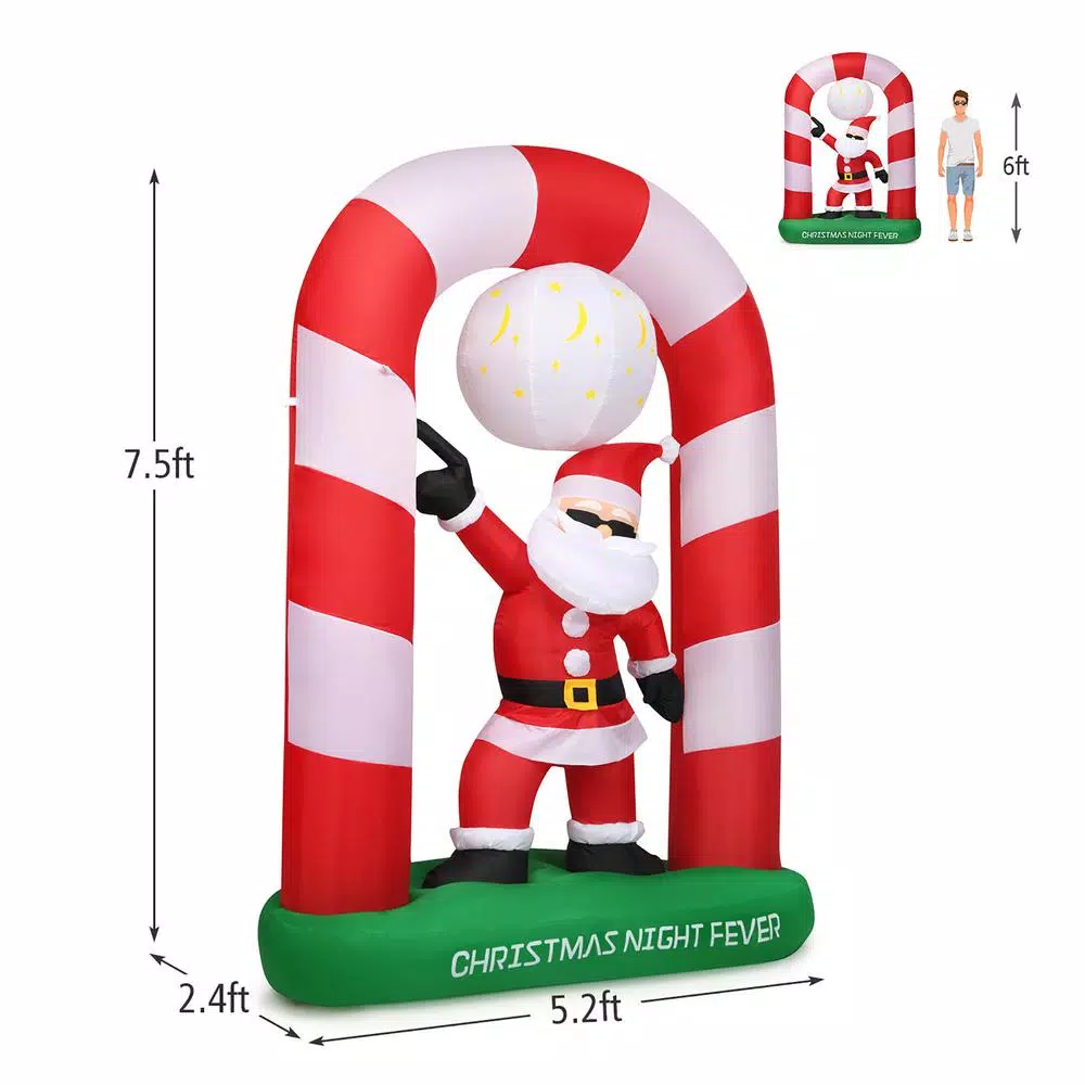 Costway 7.5 Ft. Christmas Inflatable Lighted Santa Claus Stand On Archway Yard Decoration 2 Costway 7.5 Ft. Christmas Inflatable Lighted Santa Claus Stand On Archway Yard Decoration - Image 2