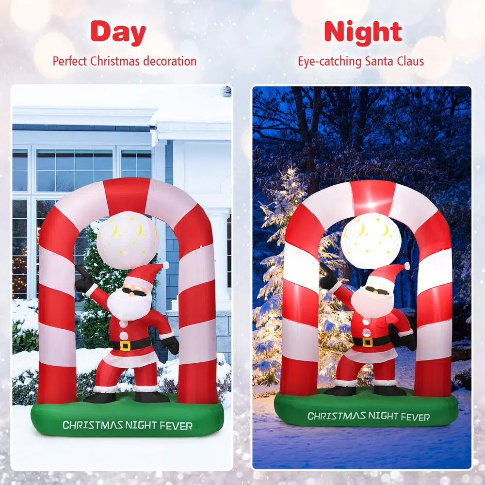 Costway 7.5 Ft. Christmas Inflatable Lighted Santa Claus Stand On Archway Yard Decoration 3 Costway 7.5 Ft. Christmas Inflatable Lighted Santa Claus Stand On Archway Yard Decoration - Image 3