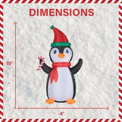 Fraser Hill Farm 10 Ft. Penguin And Candy Cane Christmas Inflatable With Lights -Decorations Sales unnamed file 1325