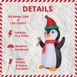 Fraser Hill Farm 10 Ft. Penguin And Candy Cane Christmas Inflatable With Lights -Decorations Sales unnamed file 1326