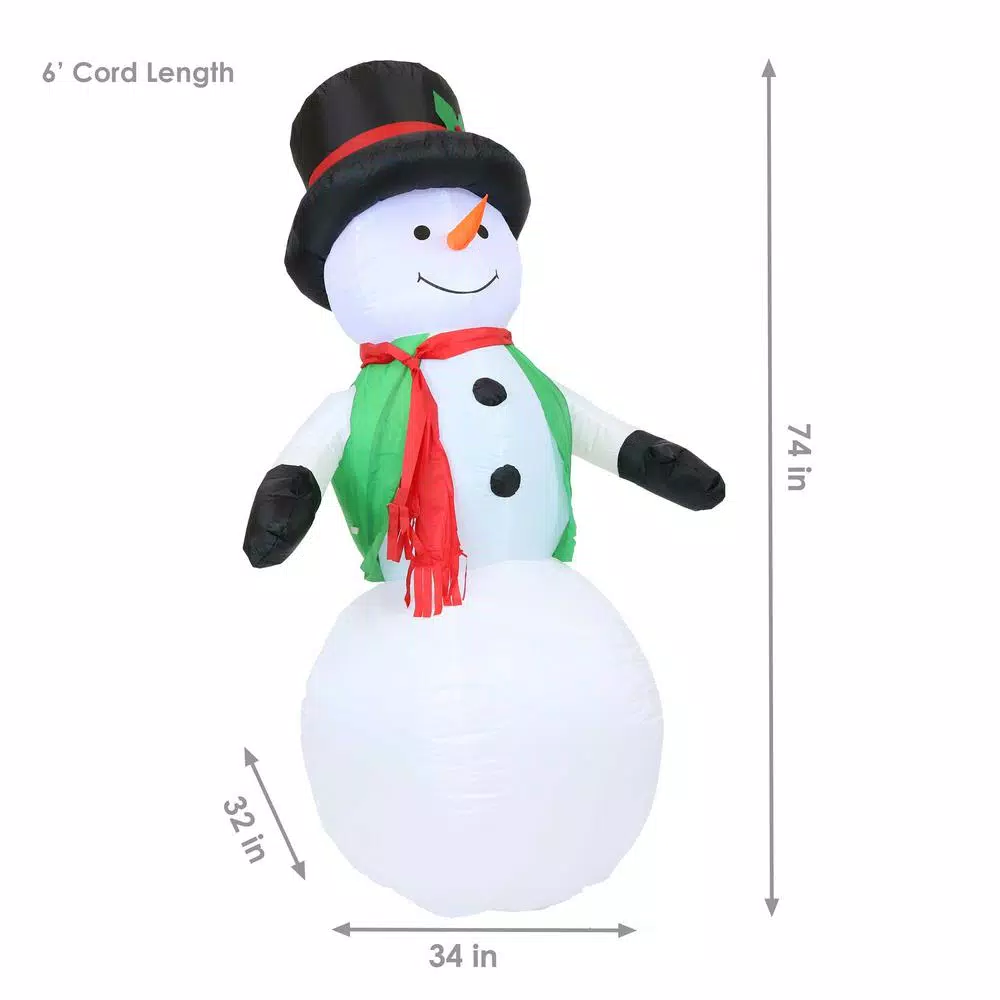 Sunnydaze Decor 6.8 Ft. Holly Jolly Snowman Outdoor Inflatable Decoration 3 Sunnydaze Decor 6.8 Ft. Holly Jolly Snowman Outdoor Inflatable Decoration - Image 3