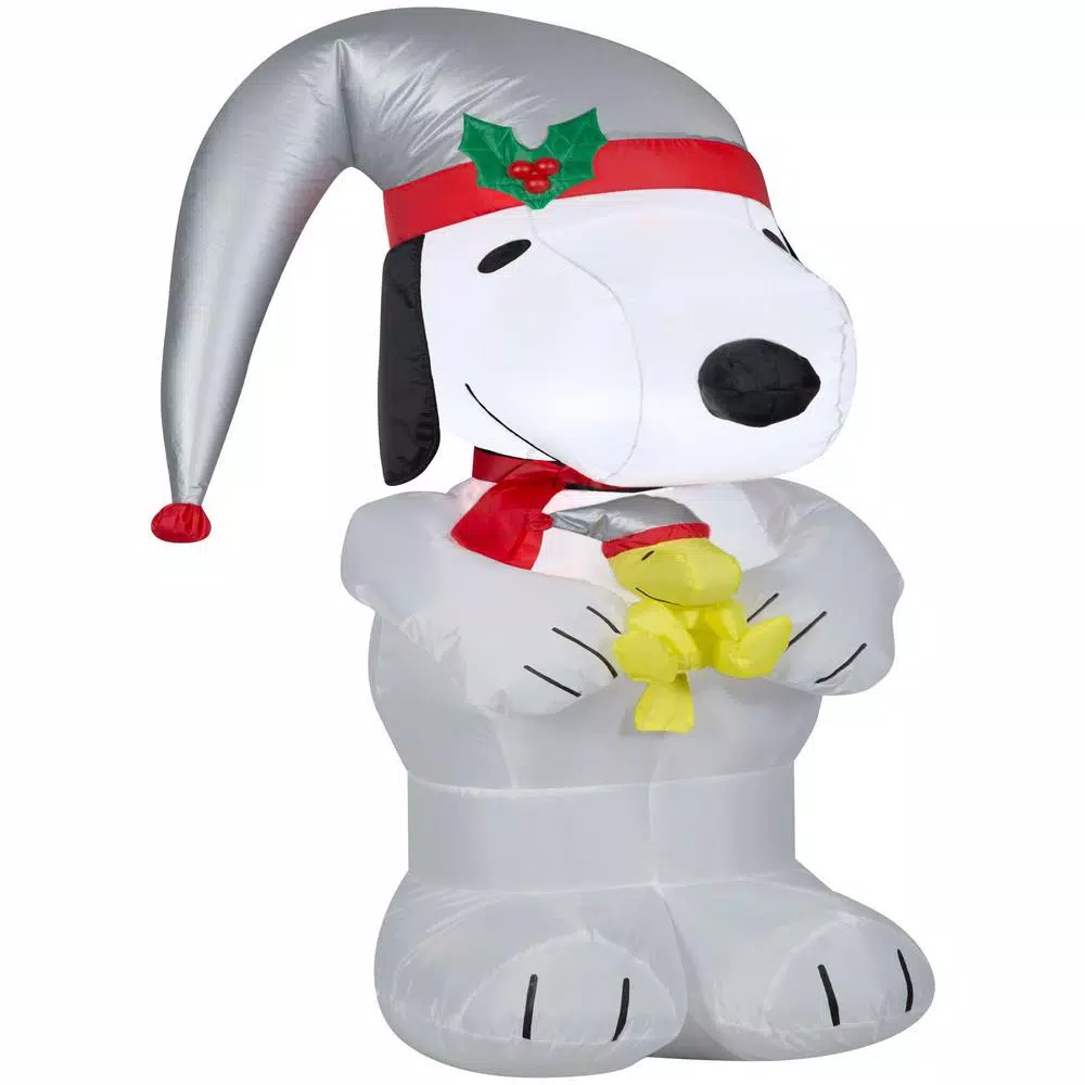 Gemmy 3.5 Ft. Airblown-Snoopy Holding Woodstock Platinum Accents-SM-Peanuts 2 Gemmy 3.5 Ft. Airblown-Snoopy Holding Woodstock Platinum Accents-SM-Peanuts - Image 2