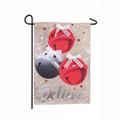 Evergreen 18 In. X 12.5 In. Believe Bells Garden Burlap Flag