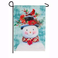 Evergreen 18 In. X 12.5 In. Winter Flora Snowman Garden Organza Flag