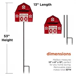 Alpine Corporation 54 In. Tall Metal Letters To Santa Red Barnhouse Mailbox Garden Stake -Decorations Sales unnamed file 148