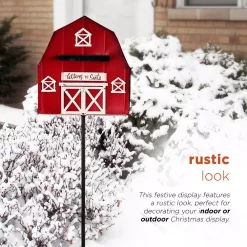 Alpine Corporation 54 In. Tall Metal Letters To Santa Red Barnhouse Mailbox Garden Stake -Decorations Sales unnamed file 150