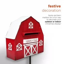 Alpine Corporation 54 In. Tall Metal Letters To Santa Red Barnhouse Mailbox Garden Stake -Decorations Sales unnamed file 152