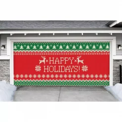 My Door Decor 7 Ft. X 16 Ft. Ugly Christmas Sweater Happy Holidays-Christmas Garage Door Decor Mural For Double Car Garage -Decorations Sales unnamed file 162