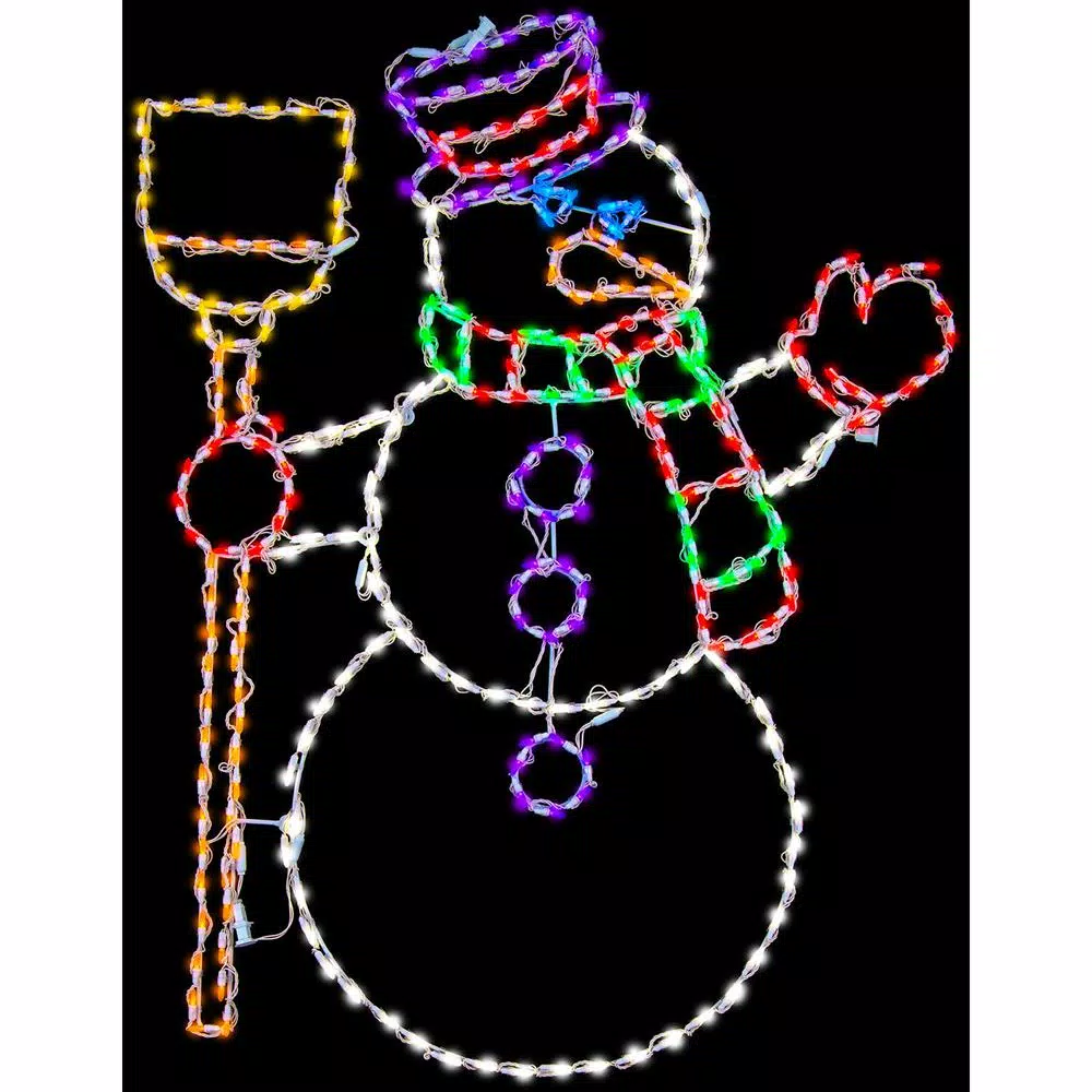 Fraser Hill Farm 57 In. Christmas Snowman Holding Broom With LED Lights 1 Fraser Hill Farm 57 In. Christmas Snowman Holding Broom With LED Lights