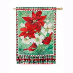 Evergreen 28 In. X 44 In. Christmas Floral House Suede Flag