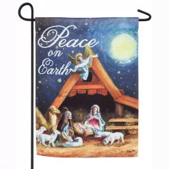 Evergreen 18 In. X 12.5 In. Christmas Manger Garden Suede Flag