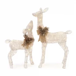 Home Accents Holiday 3 Ft LED Lighted White Deer And Doe