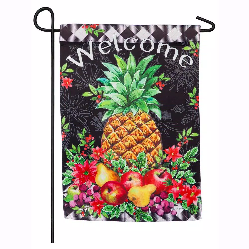 Evergreen 18 In. X 12.5 In. Christmas Pineapple Garden Suede Flag 1 Evergreen 18 In. X 12.5 In. Christmas Pineapple Garden Suede Flag
