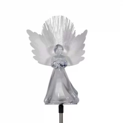 Alpine Corporation 37 In. Tall Solar Angel Garden Stake With Fiber Optic Wings And LED Lights (Set Of 2)