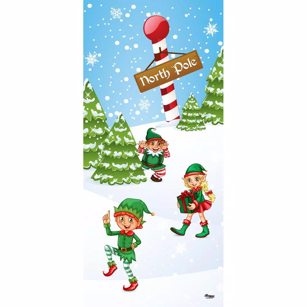 My Door Decor 36 In. X 80 In. North Pole Elves-Christmas Front Door Decor Mural 1 My Door Decor 36 In. X 80 In. North Pole Elves-Christmas Front Door Decor Mural