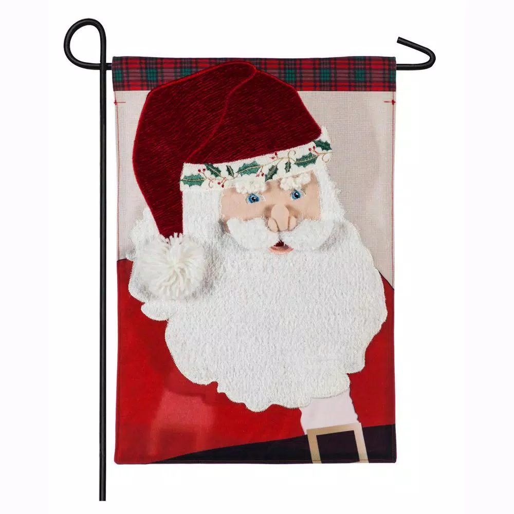Evergreen 18 In. X 12.5 In. Santa Claus Garden Linen Flag 1 Evergreen 18 In. X 12.5 In. Santa Claus Garden Linen Flag